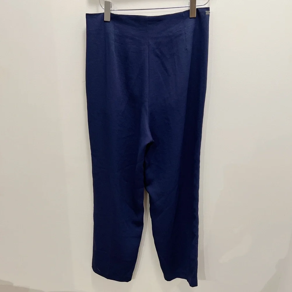 MONK & LOU NWT Crepe Mogen Tie Pant Navy Blue - Picture 3 of 3